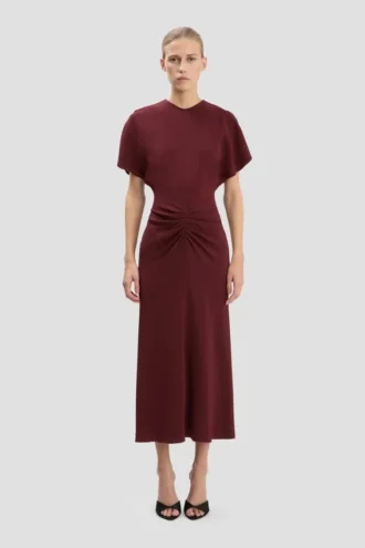 Bela Midi-Kleid in Burgunderrot
