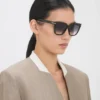 Übergroße Acetat-Sonnenbrille in Schwarz