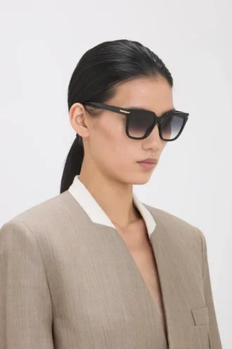 Übergroße Acetat-Sonnenbrille in Schwarz