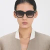 Übergroße Acetat-Sonnenbrille in Schwarz