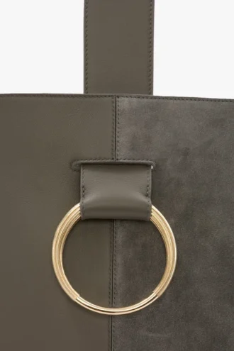 Dia-Tasche aus kieselgrauem Leder