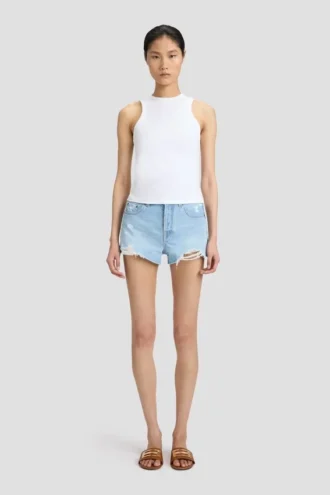 Distressed-Shorts in hellblauer Waschung