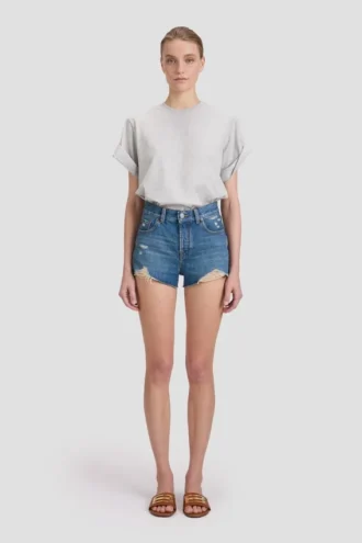 Distressed-Shorts in mittelblauer Waschung