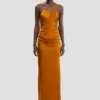 Drapiertes, bodenlanges Cami-Kleid in Bronze Drapiertes, bodenlanges Cami-Kleid in Bronze