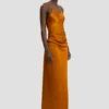 Drapiertes, bodenlanges Cami-Kleid in Bronze Drapiertes, bodenlanges Cami-Kleid in Bronze