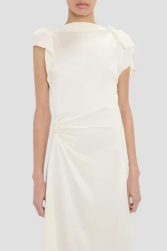 Drapiertes Midikleid in Elfenbein