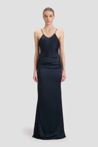 Drapiertes Spitzenkleid in Midnight