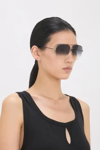 Feine Metall-Pilotenbrille in Gold-Schwarz