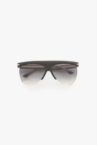 Geformte Sonnenbrille aus Metall und Acetat mit flachem Oberteil