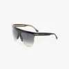 Geformte Sonnenbrille aus Metall und Acetat mit flachem Oberteil Geformte Sonnenbrille aus Metall und Acetat mit flachem Oberteil