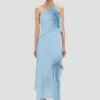 Gesmoktes Neckholder-Kleid in Ionian Blue