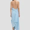 Gesmoktes Neckholder-Kleid in Ionian Blue