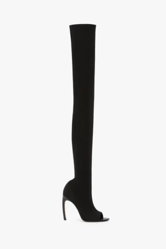 Harlow Peep-Toe-Stiefel aus Stretch-Jersey 100 in Schwarz Harlow Peep-Toe-Stiefel aus Stretch-Jersey 100 in Schwarz