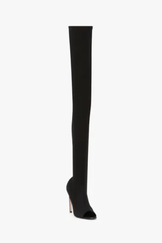Harlow Peep-Toe-Stiefel aus Stretch-Jersey 100 in Schwarz Harlow Peep-Toe-Stiefel aus Stretch-Jersey 100 in Schwarz