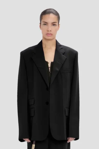 Jacke mit fallendem Revers in Schwarz