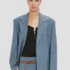 Jacke mit fallendem Revers in Wolkenblau Jacke mit fallendem Revers in Wolkenblau