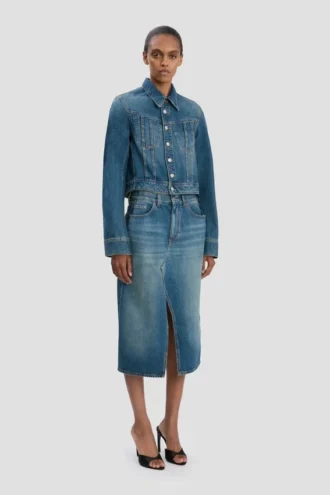 Jeansjacke in mittelblauer Waschung
