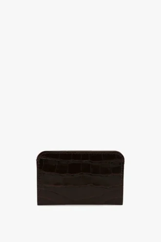 Kartenetui „Envelope“ aus espressofarbenem Leder mit Krokodilprägung Kartenetui „Envelope“ aus espressofarbenem Leder mit Krokodilprägung
