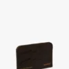 Kartenetui „Envelope“ aus espressofarbenem Leder mit Krokodilprägung
