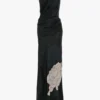 Ketten-Halterkleid mit dunkelblauem Blumenmuster
