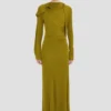 Kleid mit geschlossenem Ausschnitt in Moosgrün