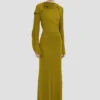 Kleid mit geschlossenem Ausschnitt in Moosgrün