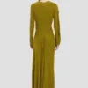 Kleid mit geschlossenem Ausschnitt in Moosgrün