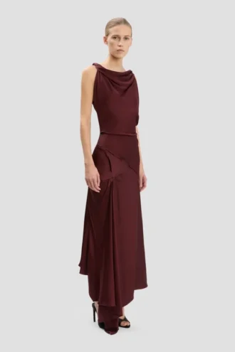 Posy Midi-Kleid in Burgunderrot