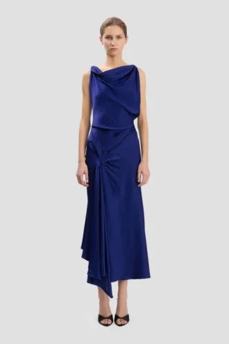 Posy Midi-Kleid in leuchtendem Indigo