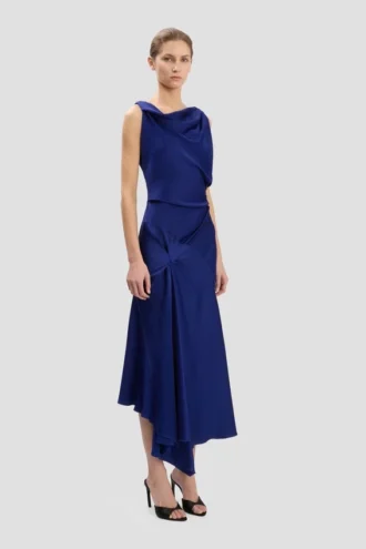 Posy Midi-Kleid in leuchtendem Indigo