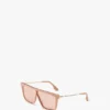 Rechteckige Schildsonnenbrille in Nude