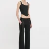 Satin-Hose mit Bund in Schwarz Satin-Hose mit Bund in Schwarz