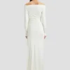 Schulterfreies Abendkleid in Elfenbein Schulterfreies Abendkleid in Elfenbein