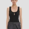 Split Tank Top in Schwarz