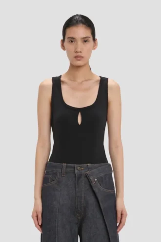 Split Tank Top in Schwarz