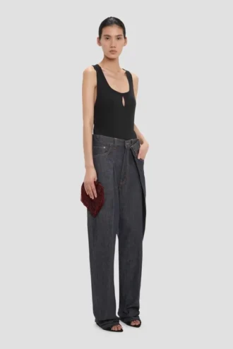 Split Tank Top in Schwarz