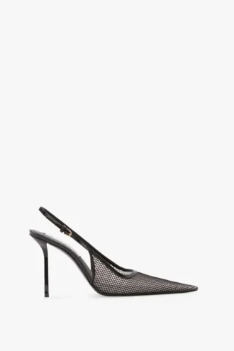 The Victoria Stiletto Slingback 100 aus schwarzem Mesh
