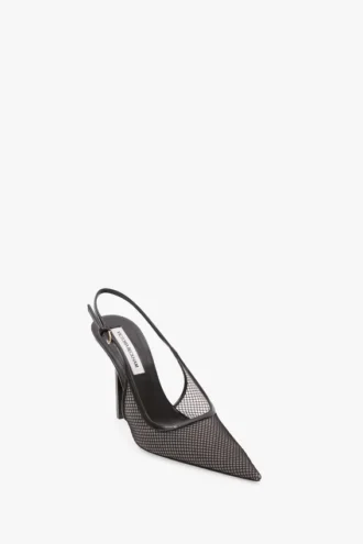 The Victoria Stiletto Slingback 100 aus schwarzem Mesh