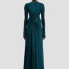 Twist-Taillenkleid in Dunkelblaugrün