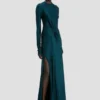 Twist-Taillenkleid in Dunkelblaugrün